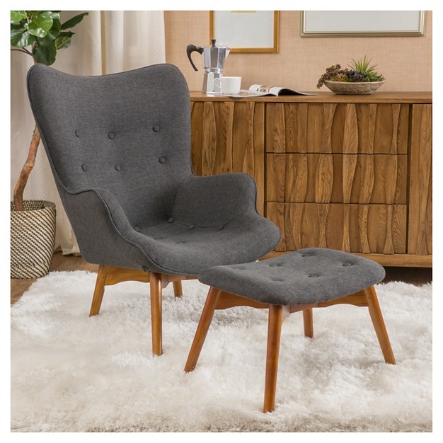 Hariata Fabric Contour Chair With Ottoman Set Christopher Knight Home