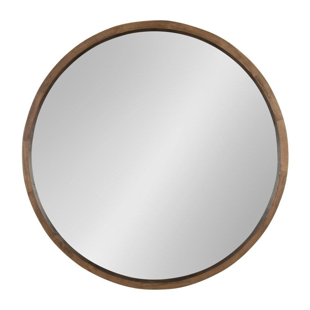 Kate and Laurel Medium Round Rustic Brown Contemporary Mirror (30 in. H x 30 in. W) 212756