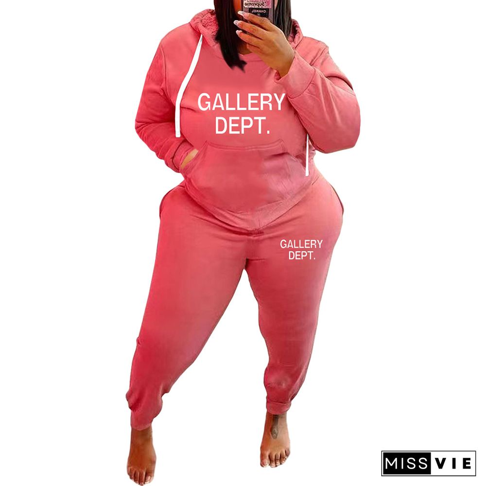 Plus Size Hoodies Sweatshirt and Pants 2 Pieces Sets