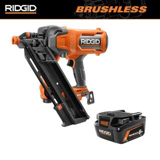 RIDGID 18V Brushless Cordless 30 3-12 in. Framing Nailer with 18V 6.0 Ah MAX Output Lithium-Ion Battery R09895B-AC840060