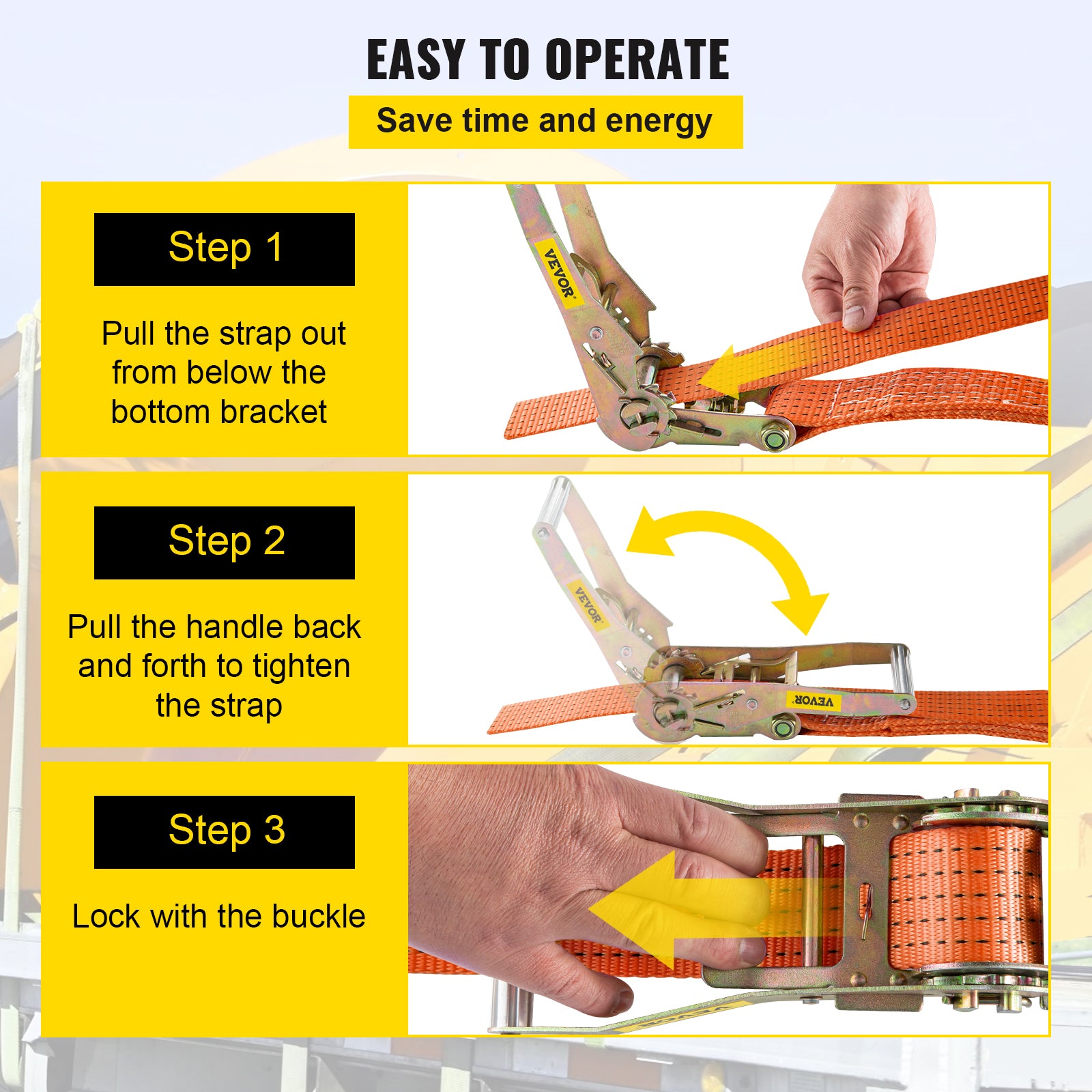 VEVOR Ratchet Tie Down Strap, 15.6ft x 2in Polyester Ratchet Strap 4000 lbs Working Load, 12 PCs Heavy Duty Car Strap w/ Double Hooks, Car Tie Down Strap with Chain Anchors, Security Fastening, Orange