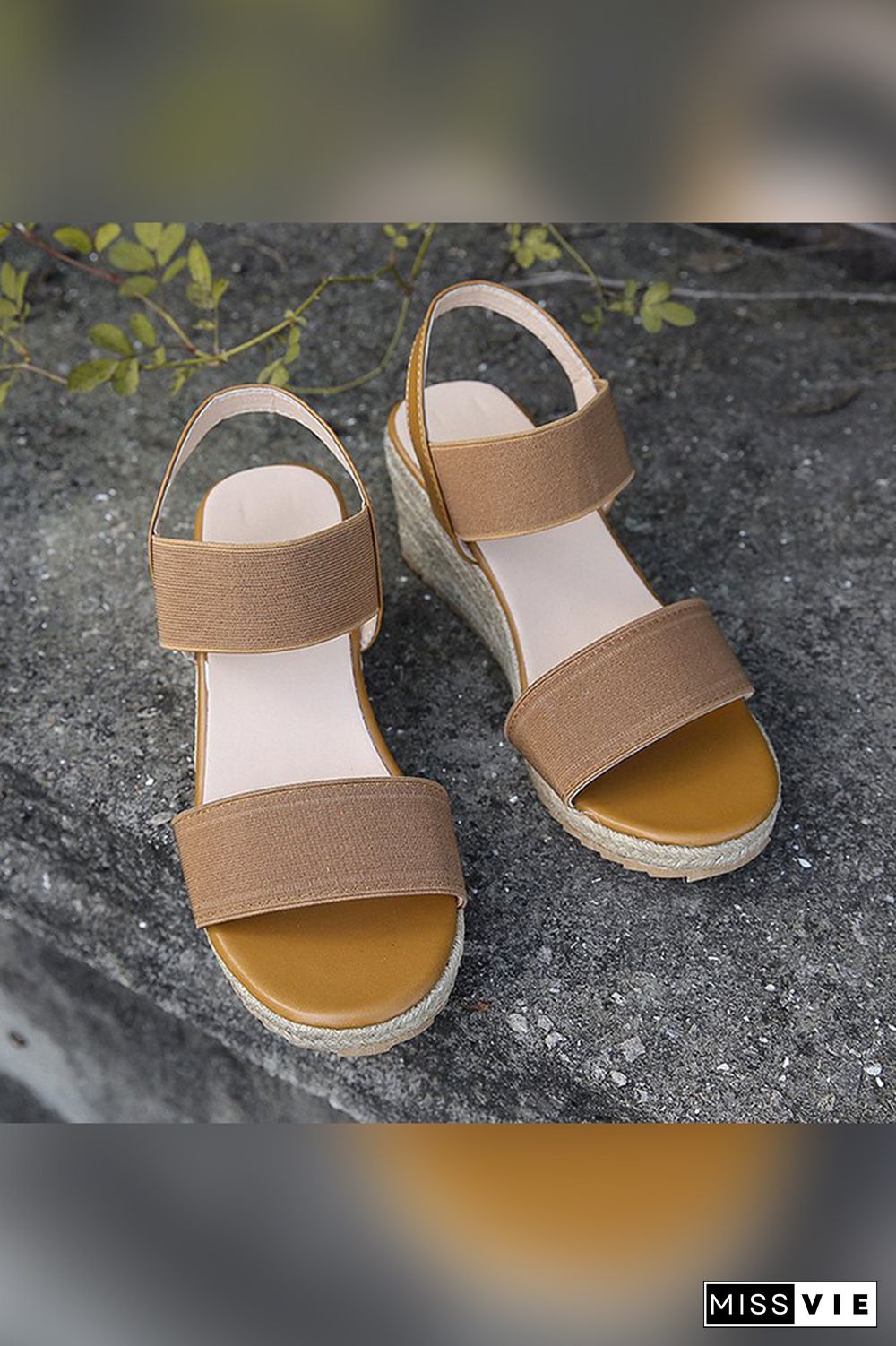 Straw And Nylon Strap High Wedge Sandals Wholesale