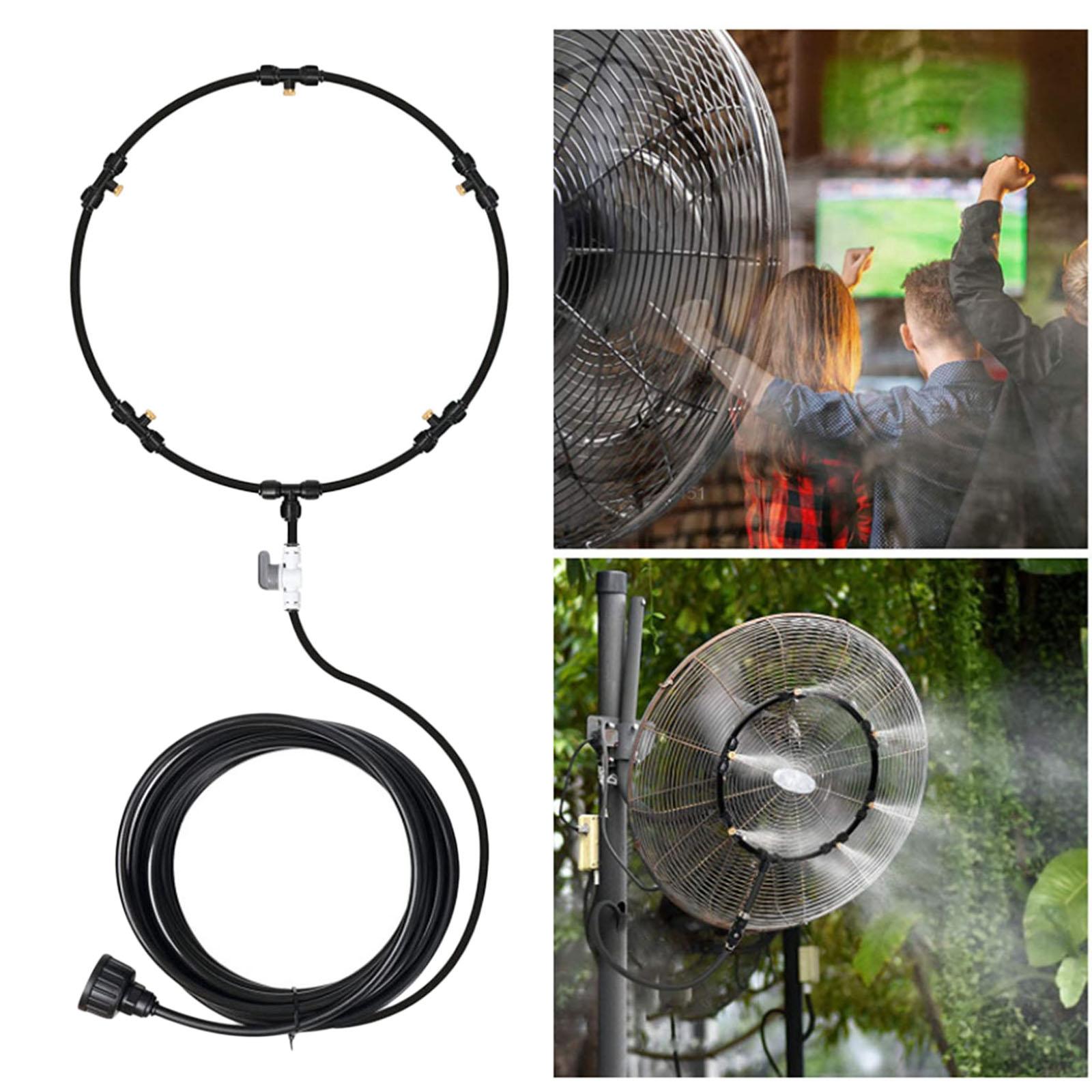 Fan Misting for a Cool Patio 26.2FT (8M) Misting Brass Nozzle and Adapter， Outdoor Fan， Fan Misters for Cooling Outdoor Black