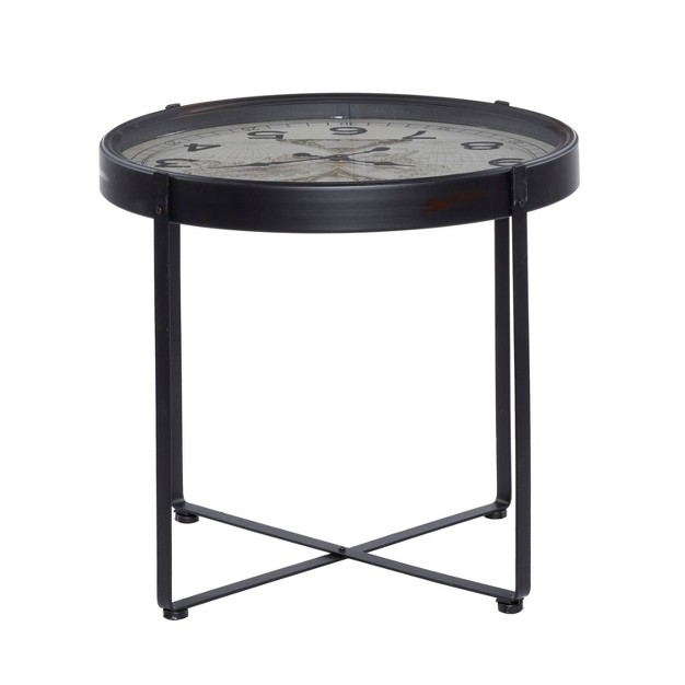 Farmhouse Clock Face Accent Table Black Olivia amp May