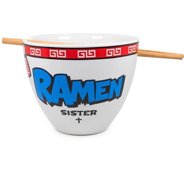 Boom Bowl Bop Ramen Sister Nun Dinner Set 16 ounce Ramen Bowl Chopsticks