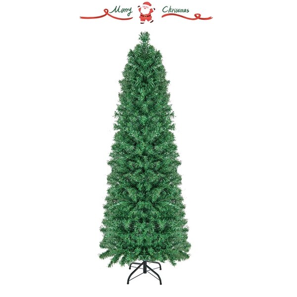 Costway 5/6/7/8 FT PreLit Artificial Xmas Tree with Colorful Fiber