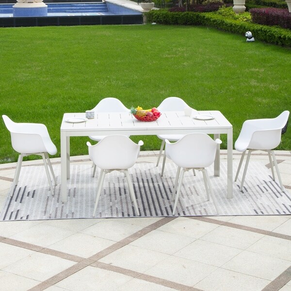 Domi Extendable Patio Dining Table，Aluminum Frame，Weatherproof and Multiple Sizes