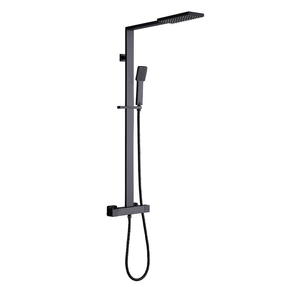 Satico 2-spray Square 9 in. Wall Mounted Shower Faucet System in Matte Black MBSS0006RB