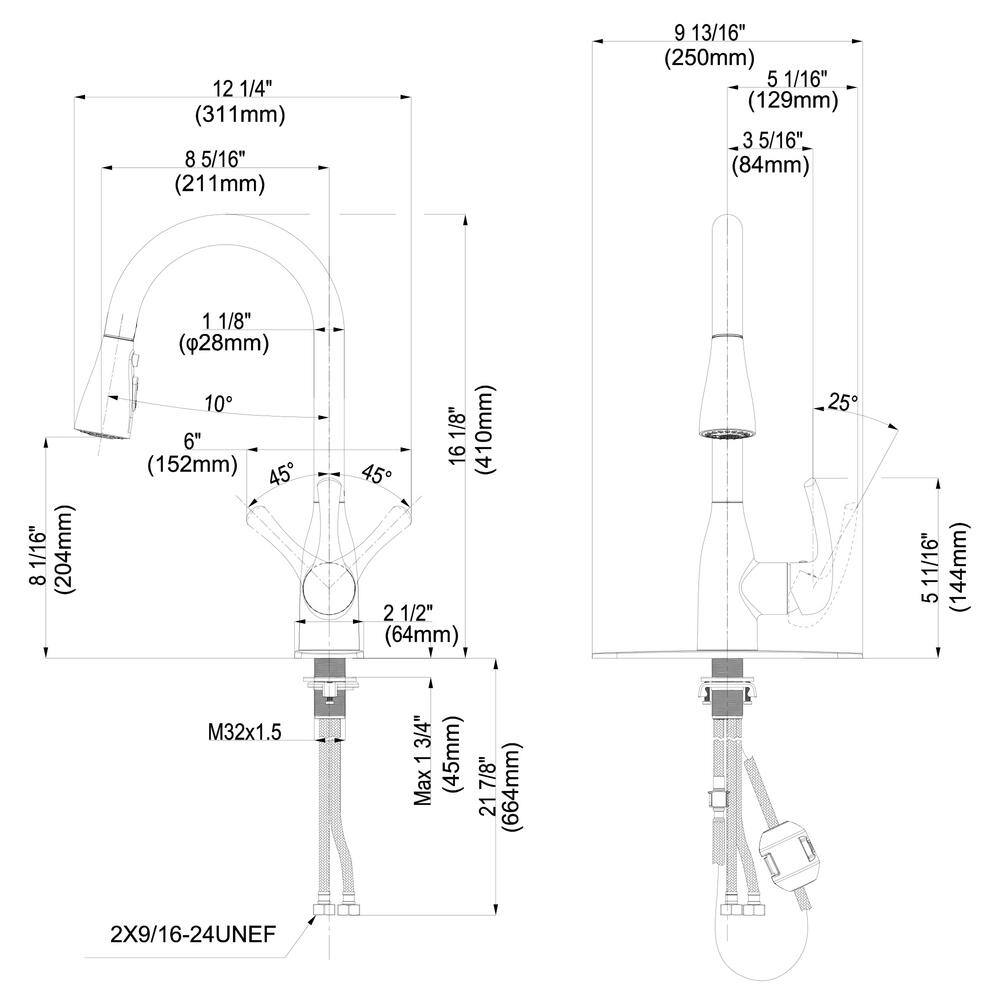 Zalerock Single Handle Pull Down Sprayer Kitchen Faucet with Deckplate Included in Oil Rubbed Bronze HLTHP023