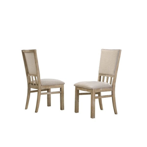 22 Inch Wood Dining Chairs Set of 2， Beige Cushioning， Slatted Low Back