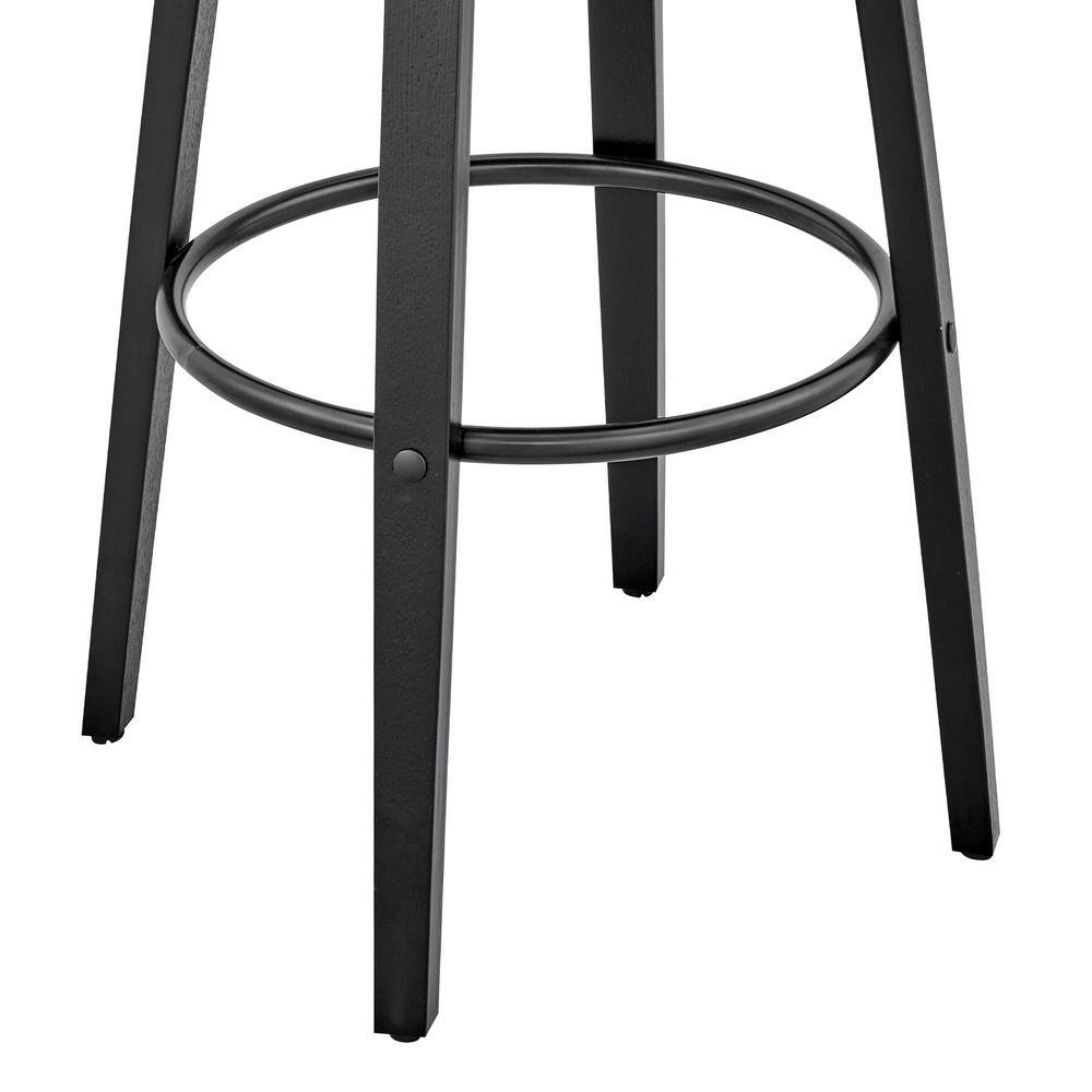 Armen Living Daxton 26 in Counter Height Swivel Stool w High Back Grey Faux Leather and Black Wood Finish LCDXBABLGR26