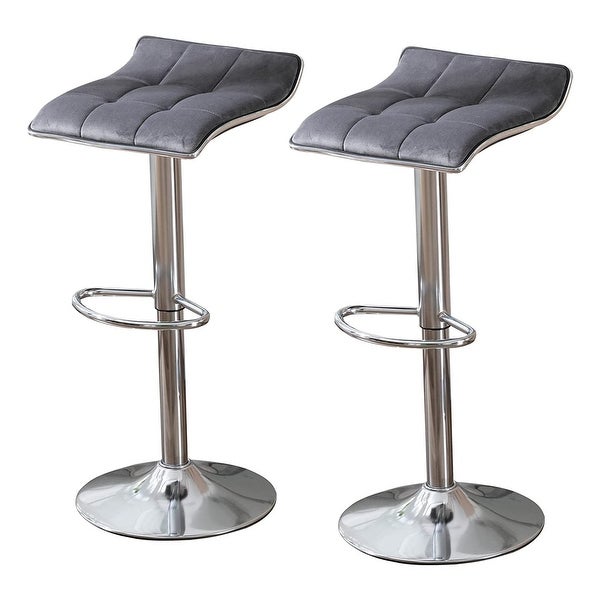 Set of 2 Square Backless Adjustable With Base Swivel Bar Stools