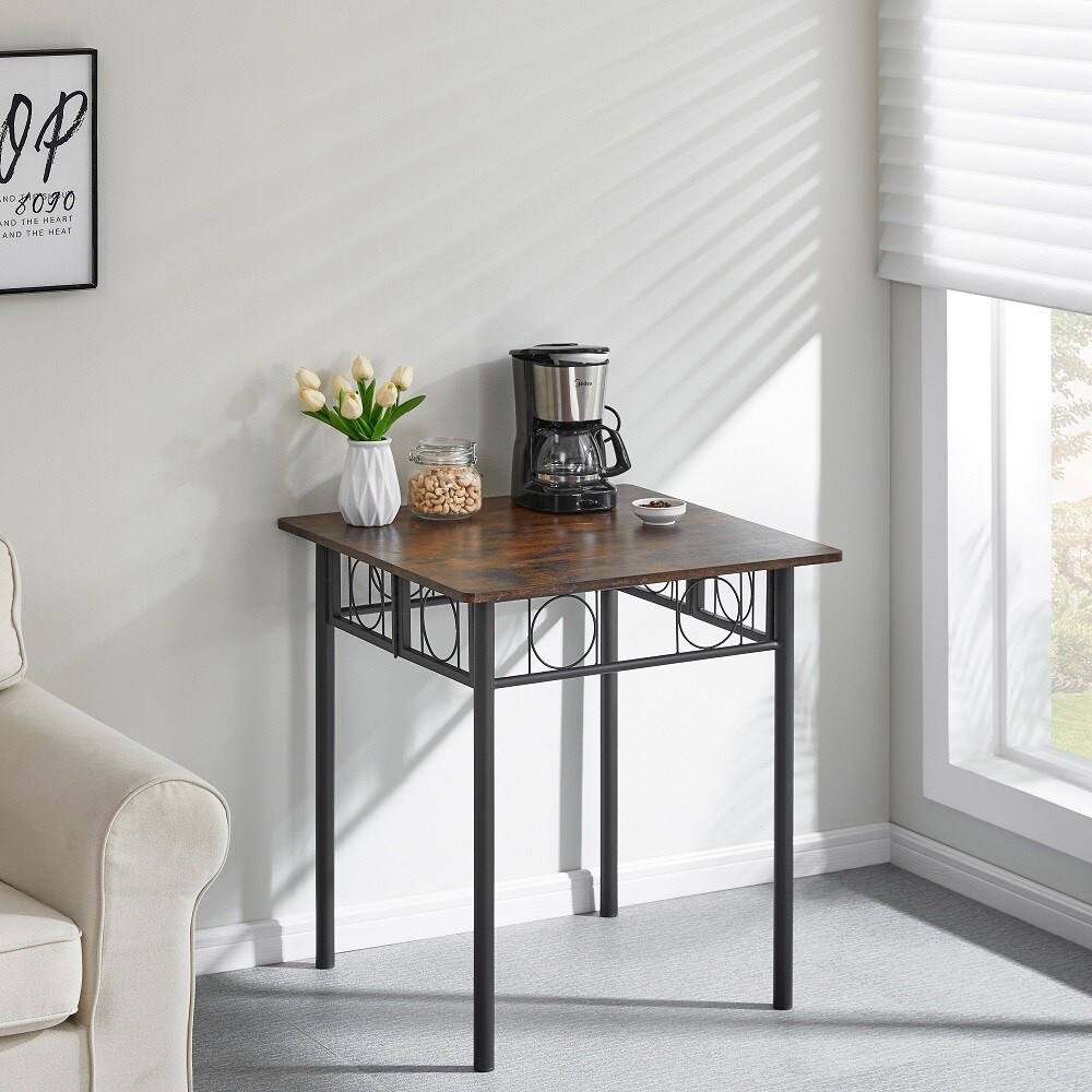 Kitchen Dining Table with Iron Frame and Square Wooden Tabletop