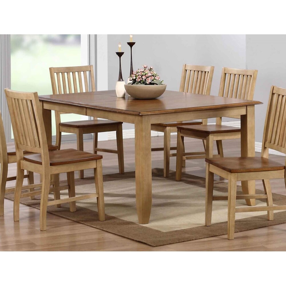 Brook 60 in. Rectangle Distressed Two Tone Light Creamy Wheat with Warm Pecan Brown Wood Dining Table (Seats 8)