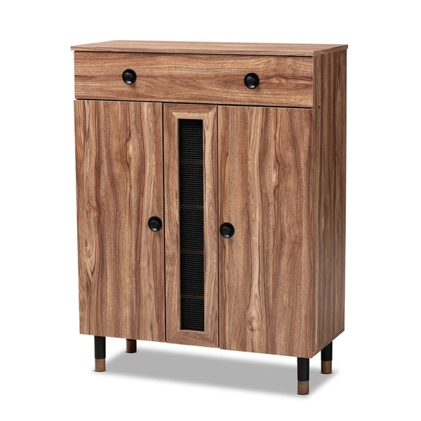 Contemporary 2-Door Shoe Storage Cabinet with Drawer - - 27735916