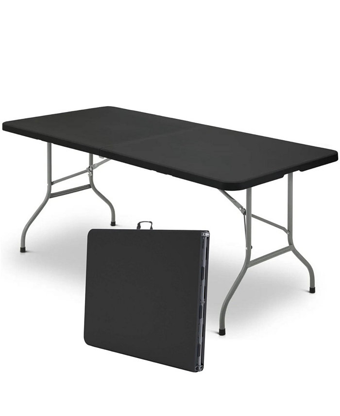 SUGIFT 6 ft Plastic Folding Table Portable Fold-in-Half Table for Outdoor