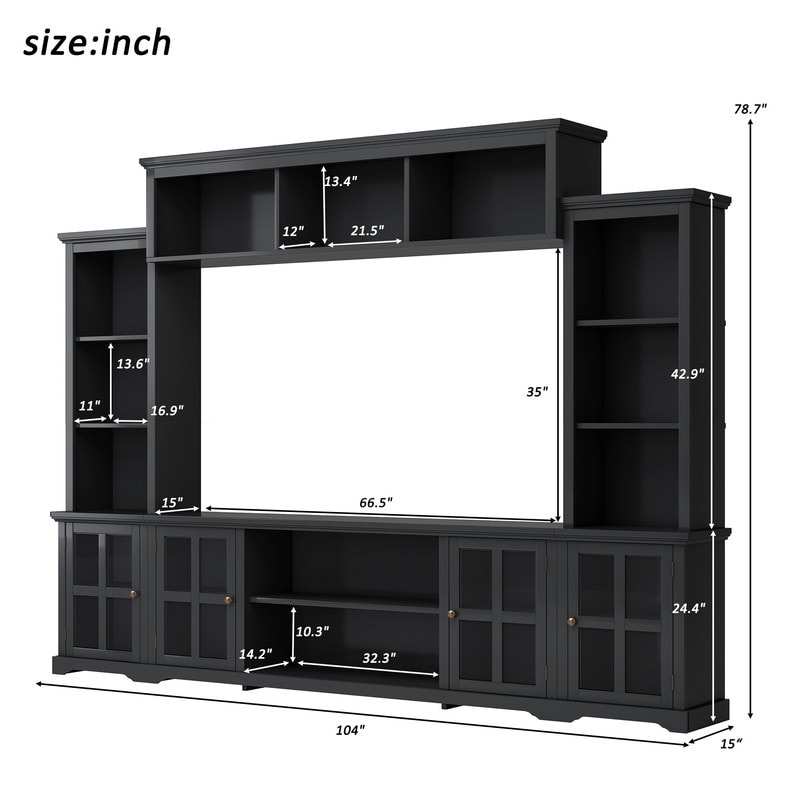 Minimalism Style Entertainment Wall Unit with Bridge  Modern TV Console Table for TVs Up to 70\