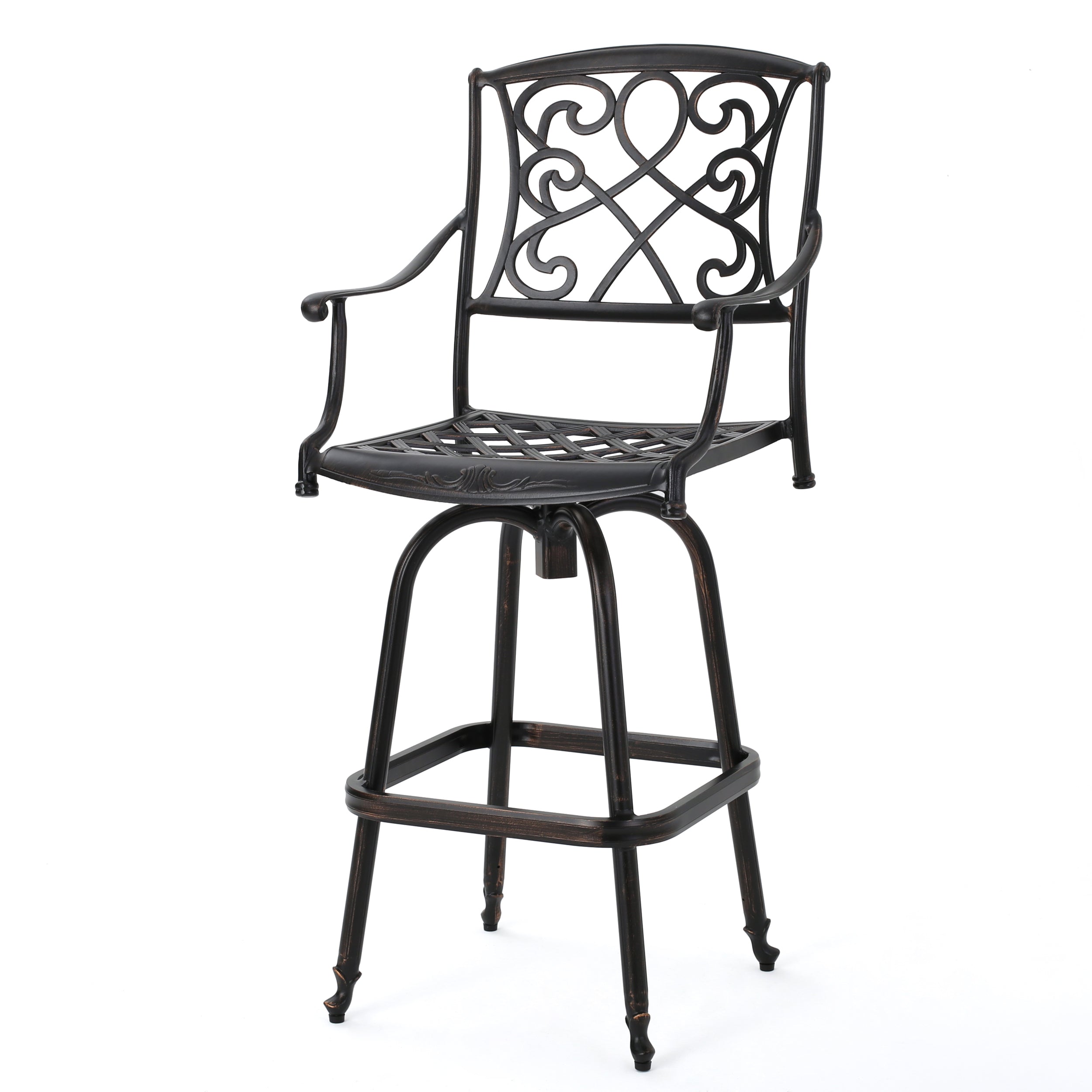 Paris Copper Finish Cast Aluminum 30-Inch Swivel Single Bar Stool