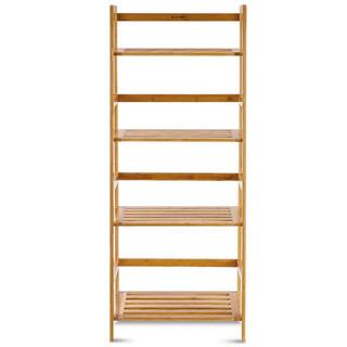 Costway 19 in. L x 12.5 in. x 47.5 in. Ladder Indoor Brown Wood Bamboo Plant Stand (4-Tiered) QD-Z14-A14-A