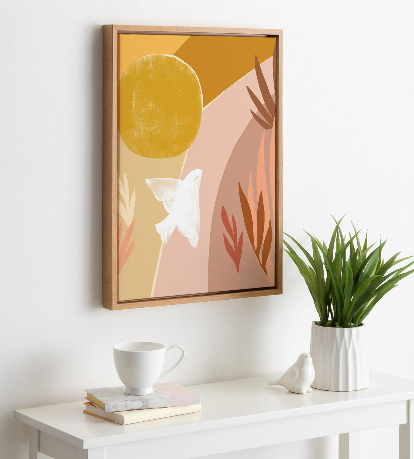 Kate and Laurel Sylvie Sunrise Dove Framed Canvas Wall Art by Kate Aurelia Holloway 1821524 Natural Geometric Art For Living Room Bedroom Entryway or Dining Room  Crowdfused