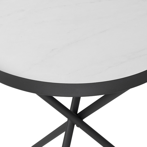 Middlebrook Minimal Faux Marble Gallery-Top Round Side Table