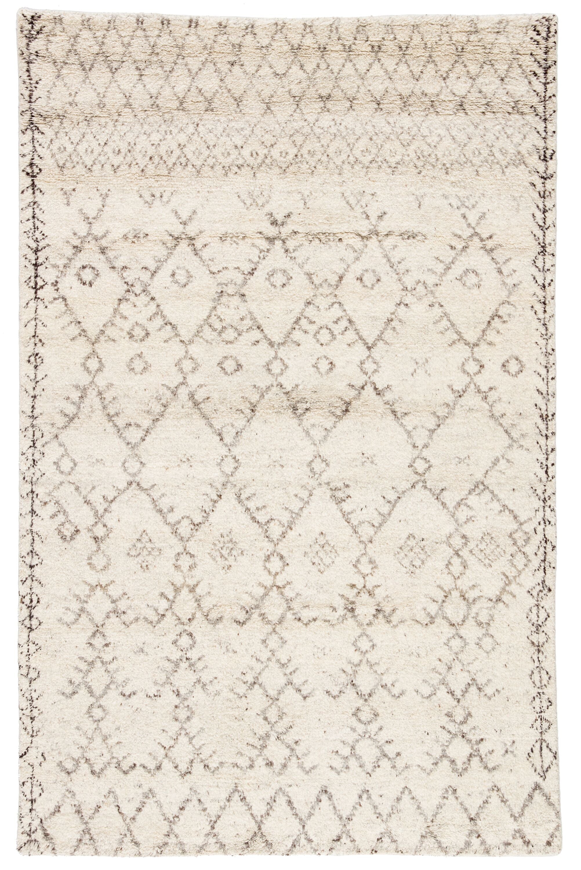 Zola Hand-Knotted Geometric Ivory & Brown Area Rug