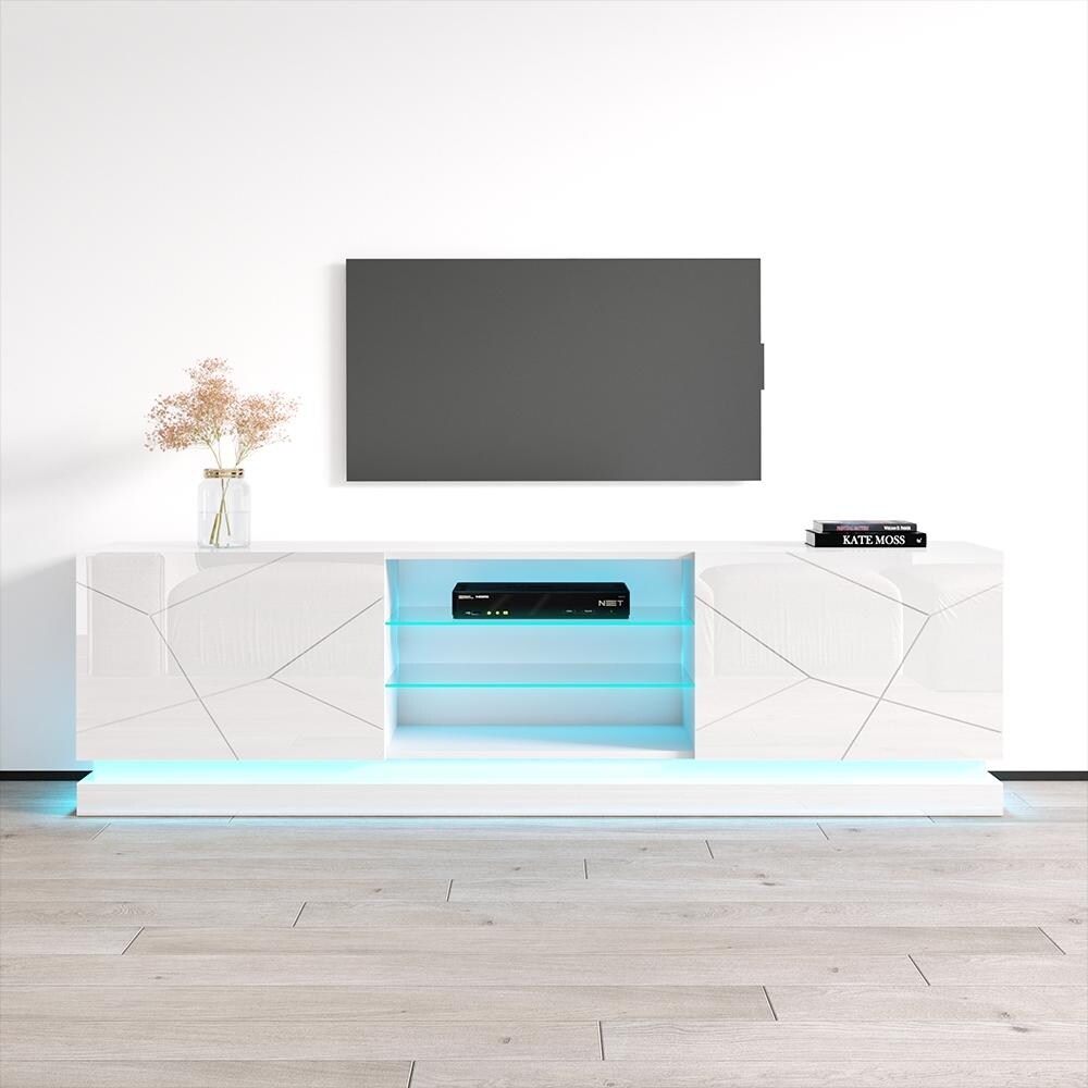 Qiu Modern Glossy White 63  OR 79 inch TV Console