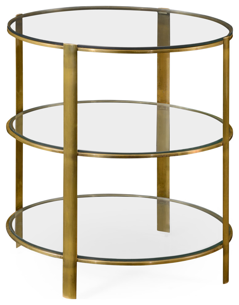 Brass And Glass Circular Side Table   Contemporary   Side Tables And End Tables   by HedgeApple  Houzz