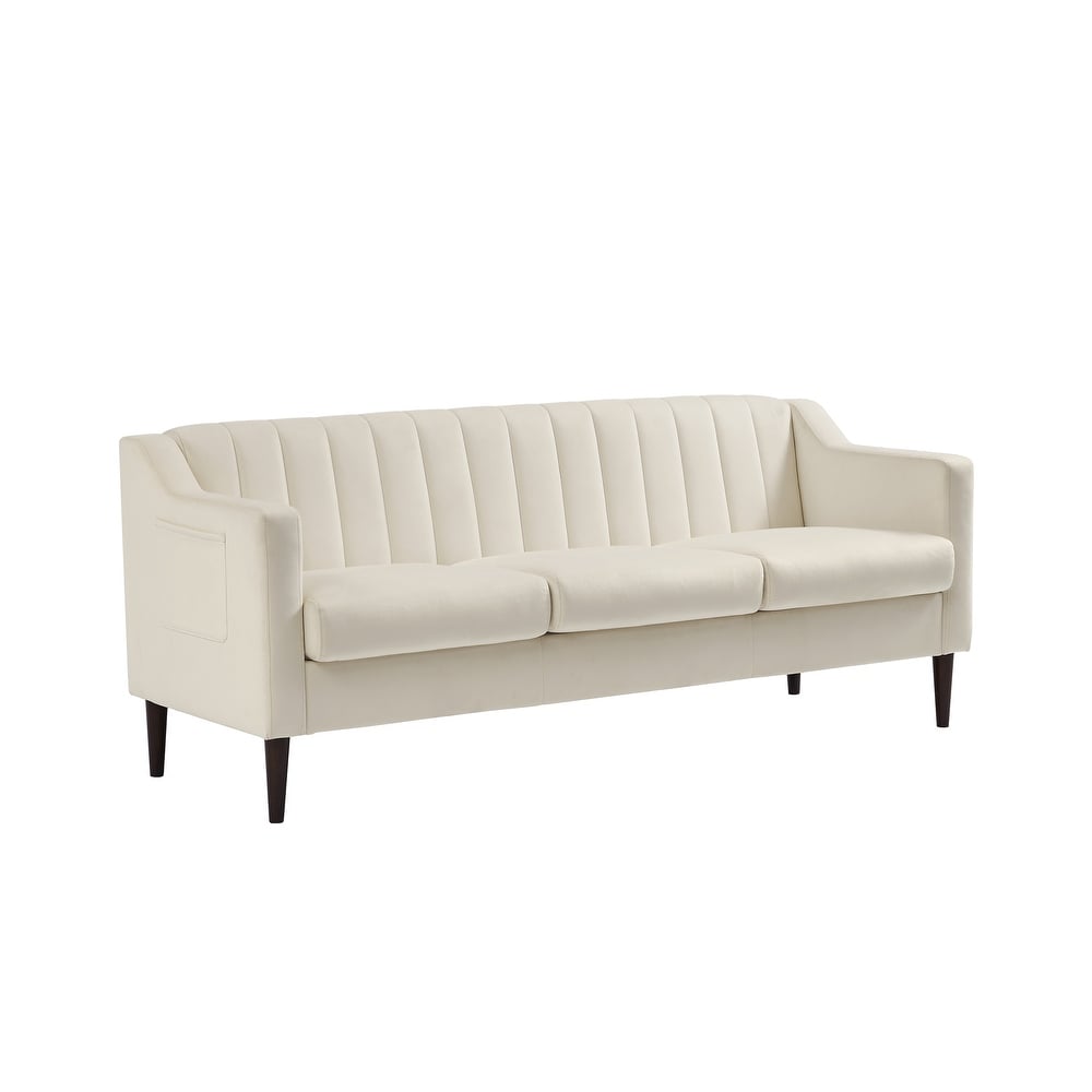 White Elegant Chesterfield 3 Seater Sofa with Side Storage and Comfortable Design