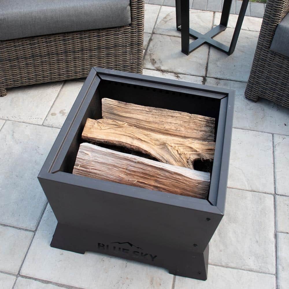 BLUE SKY OUTDOOR LIVING The Peak 22 in. x 16 in. Square Steel Wood Smokeless Patio Fire Pit SFP22SQ-B