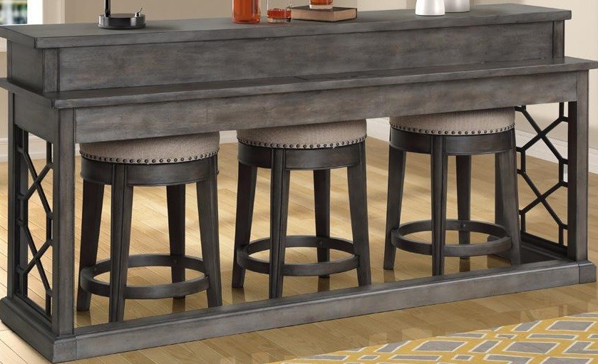 Parker House Sundance Everywhere Console with 3 Stools in Smokey Grey SUN#09-4-SGR