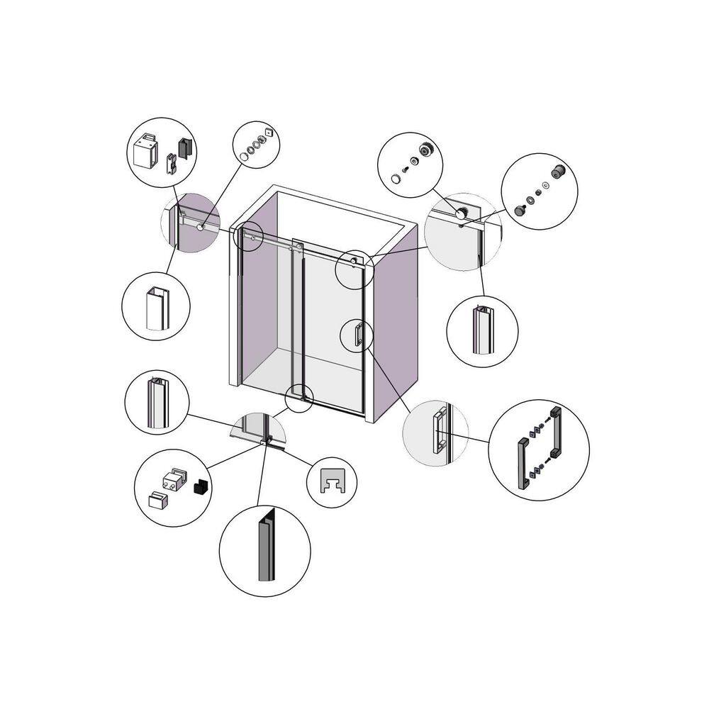 MCOCOD 60 in. W x 66 in. H Single Sliding Frameless Reversible Tub Door in Brushed Nickel with 38 in. (10 mm) Clear Glass SS05-60x66-BR