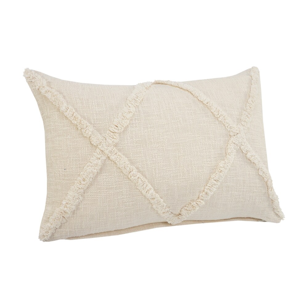 Solid Decorative Diamond Tufted Cotton Throw Pillow