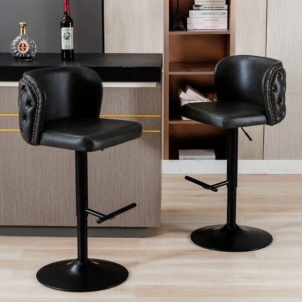 Upholstered Bar Stools with the whole Back Tufted (Set of 2)