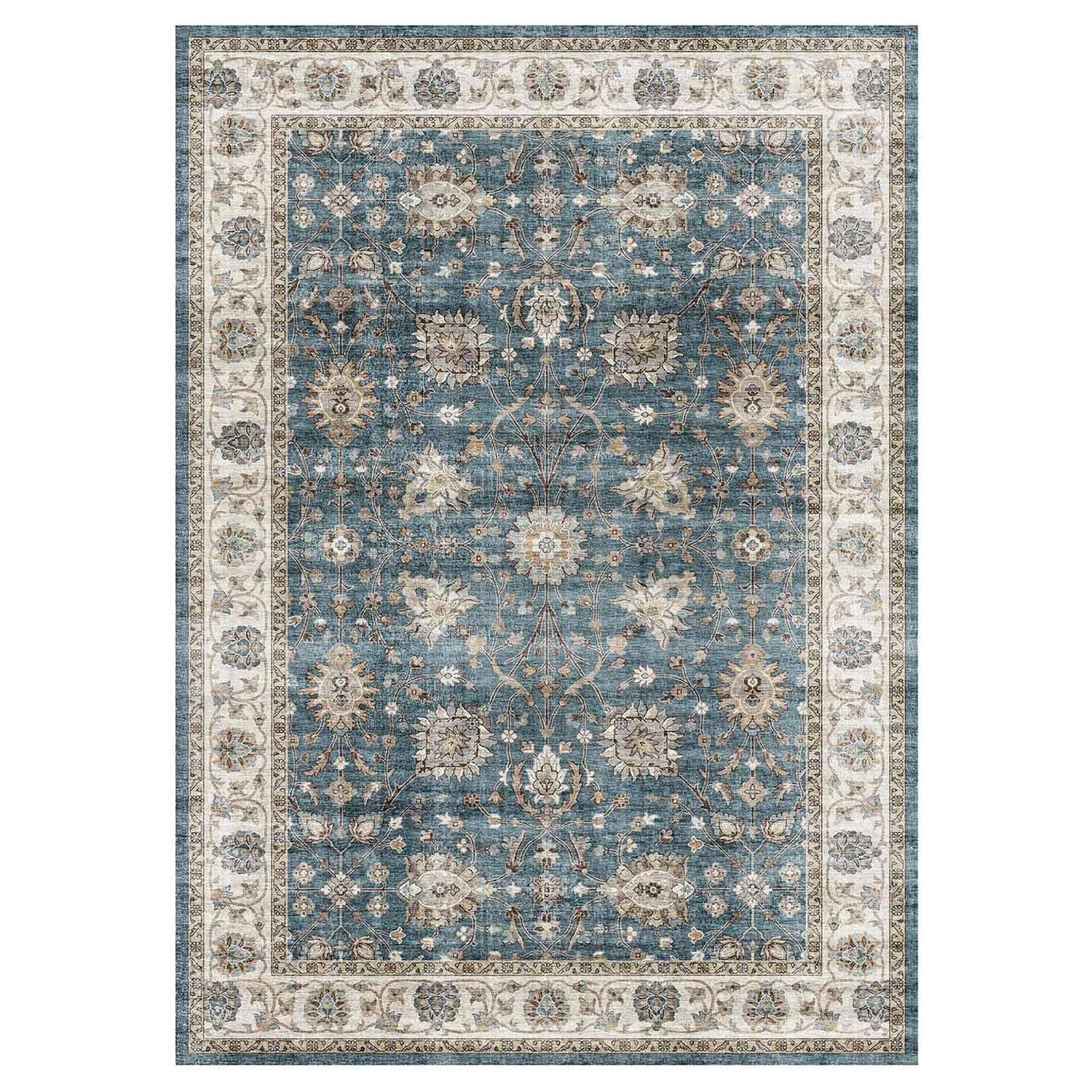 Vintage Area Rugs Machine Washable Non-Slip Ultra-Thin Foldable Multiple Sizes for Living Room Bedroom Kitchen