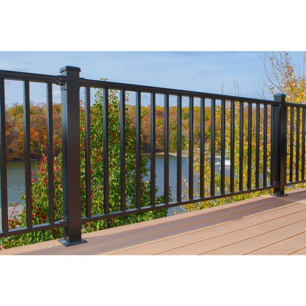 EZ Handrail 8 ft. x 36 in. Textured Black Aluminum Baluster Railing Kit EZ8RHB