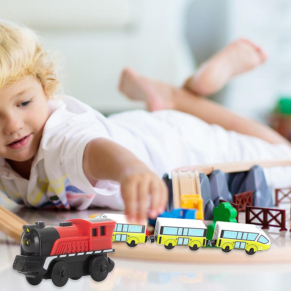 Railway Locomotive Toy Train Battery Operated Railway Locomotive Train Magnetic Connection For Kids Light Green