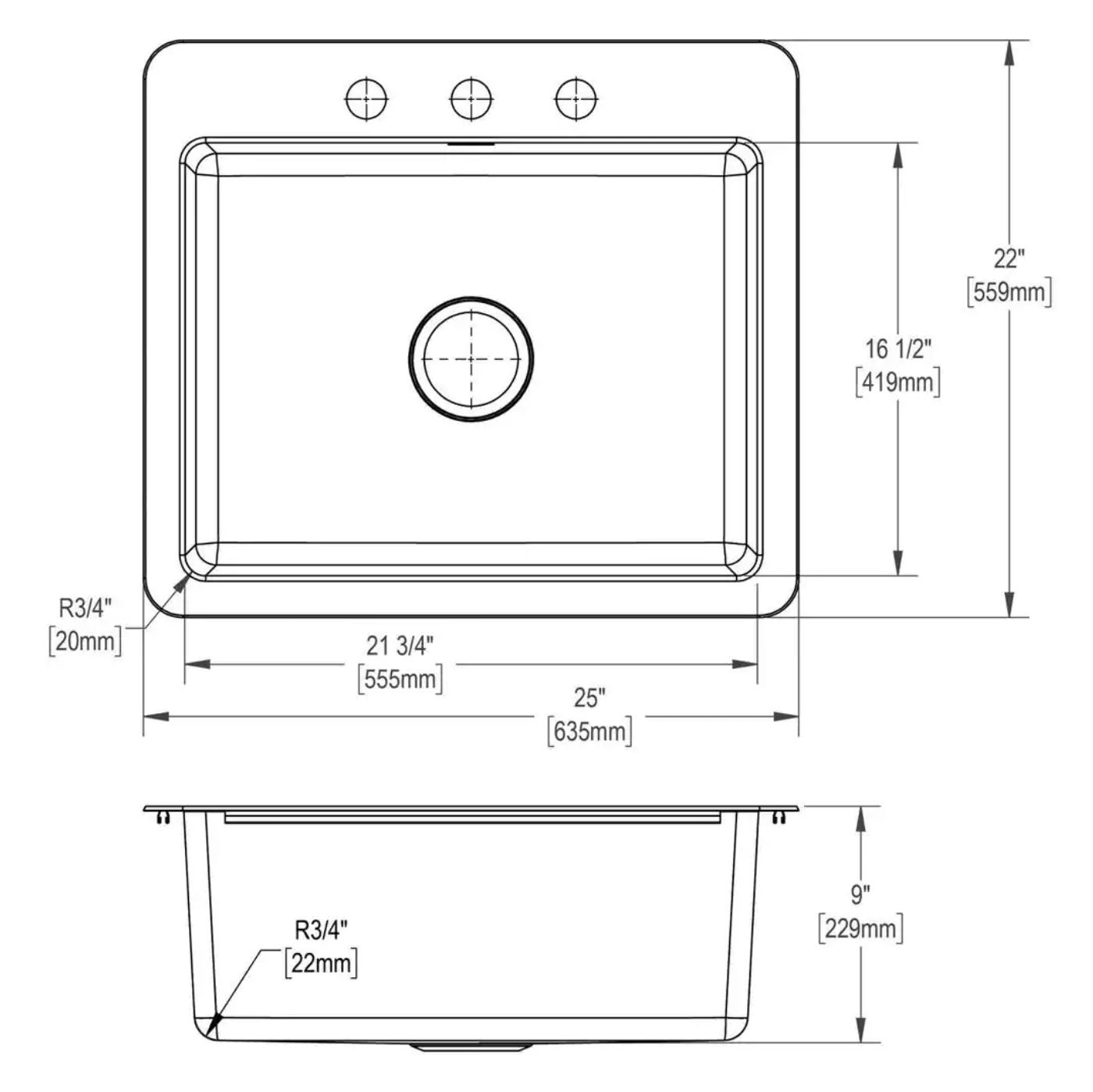 Elkay Avenue Stainless Steel Drop-In/Undermount 25 in. Single Bowl Kitchen Sink with Bottom Grid