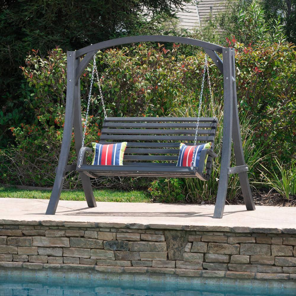 Noble House 2Person Gray Wood Patio Swing