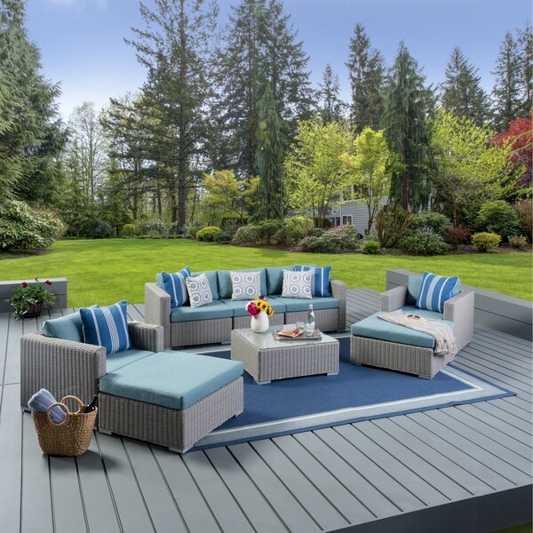 Santa Rosa Outdoor 8piece Wicker Sectional Sofa Set with Cushions by Christopher Knight Home