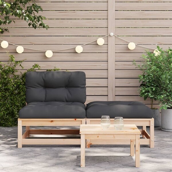 vidaXL Patio Furniture with Cushions Outdoor Sectional Seating Solid Wood Pine