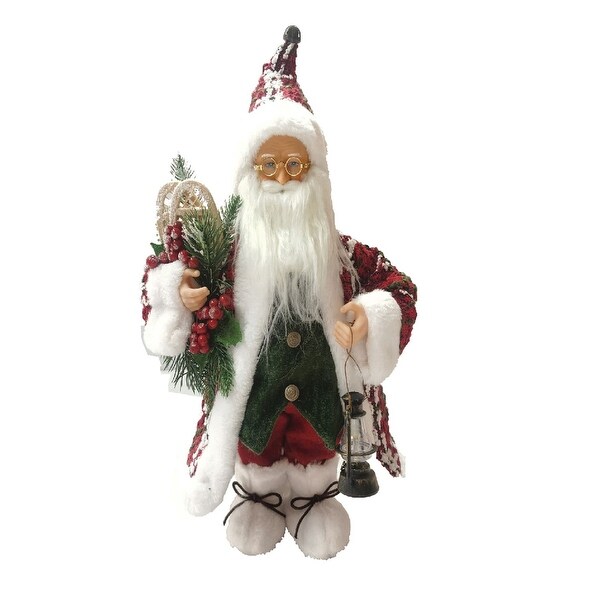 17 Woven Santa Claus with Snowshoes and Lantern Christmas Figurine