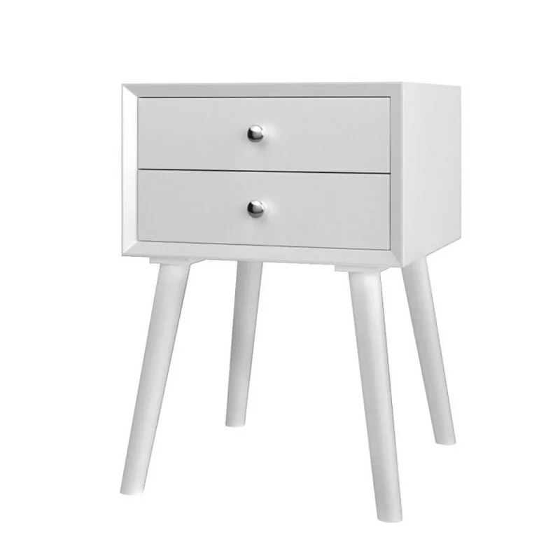 Hivago Wooden Nightstand Mid-Century End Side Table with 2 Storage Drawers