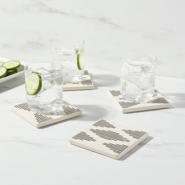 4pk Stoneware Modern Diamond Coasters