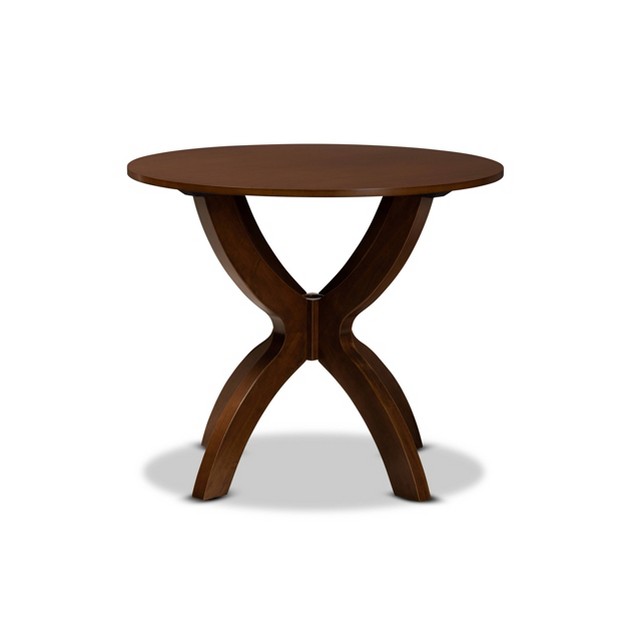 Tilde Wide Round Wood Dining Table Baxton Studio