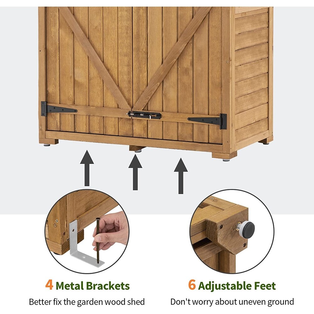 MCombo Outdoor Vertical Storage Cabinet Tool Shed with Lockable Double Doors (35.4\