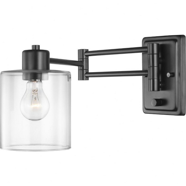 Progress Lighting Milner 1 light Wall Bracket Black Clear Glass Shade