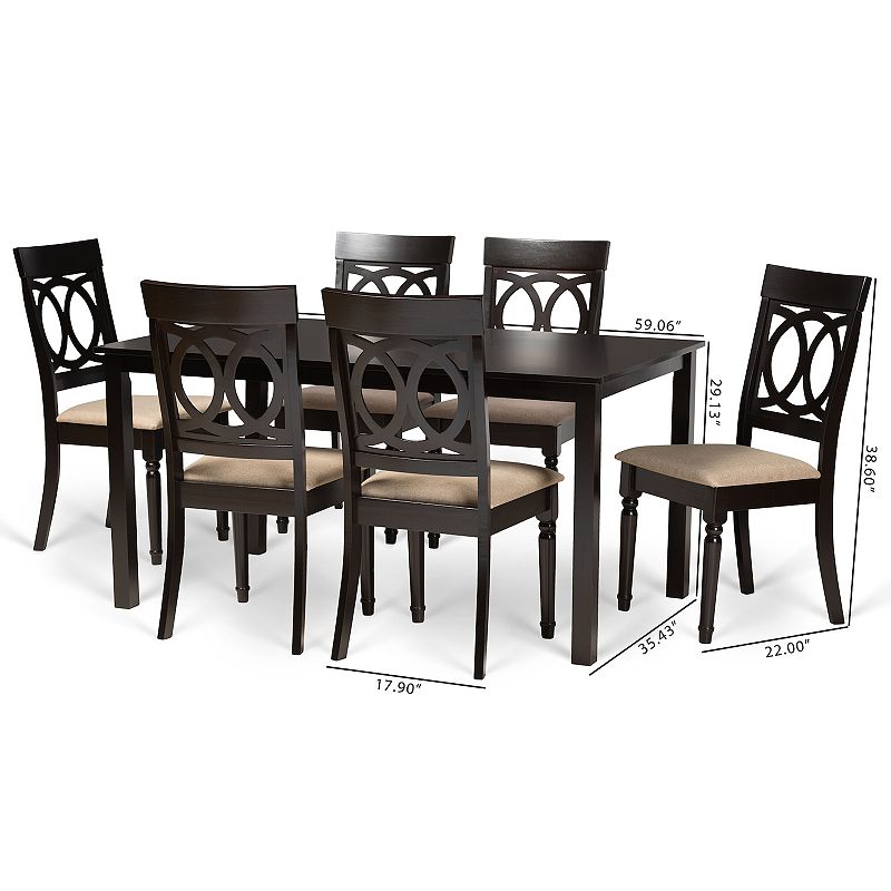 Baxton Studio Lucie Dining Table and Chair 7-piece Set