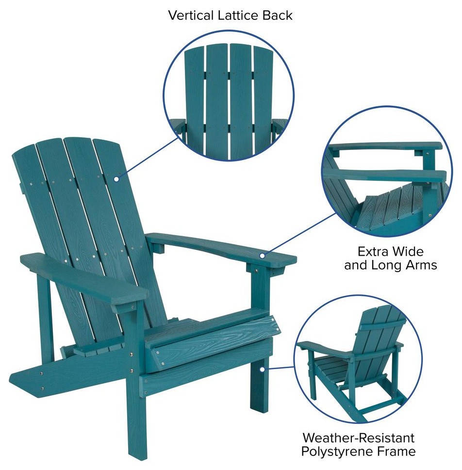 5 Piece Charlestown Sea Foam Poly Resin Wood Adirondack Chair Set with Fire...   Contemporary   Outdoor Lounge Sets   by Pot Racks Plus  Houzz