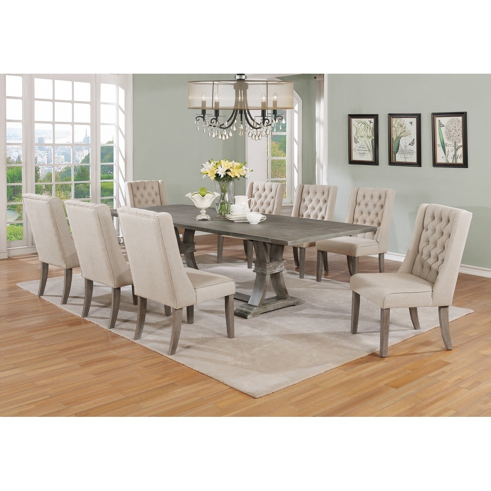 Best Quality Furniture 9 piece Rustic Extending Grey Dining Set